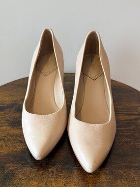 ALDO Nude Leather Pointed-Toe Low-Mid Heel Pumps